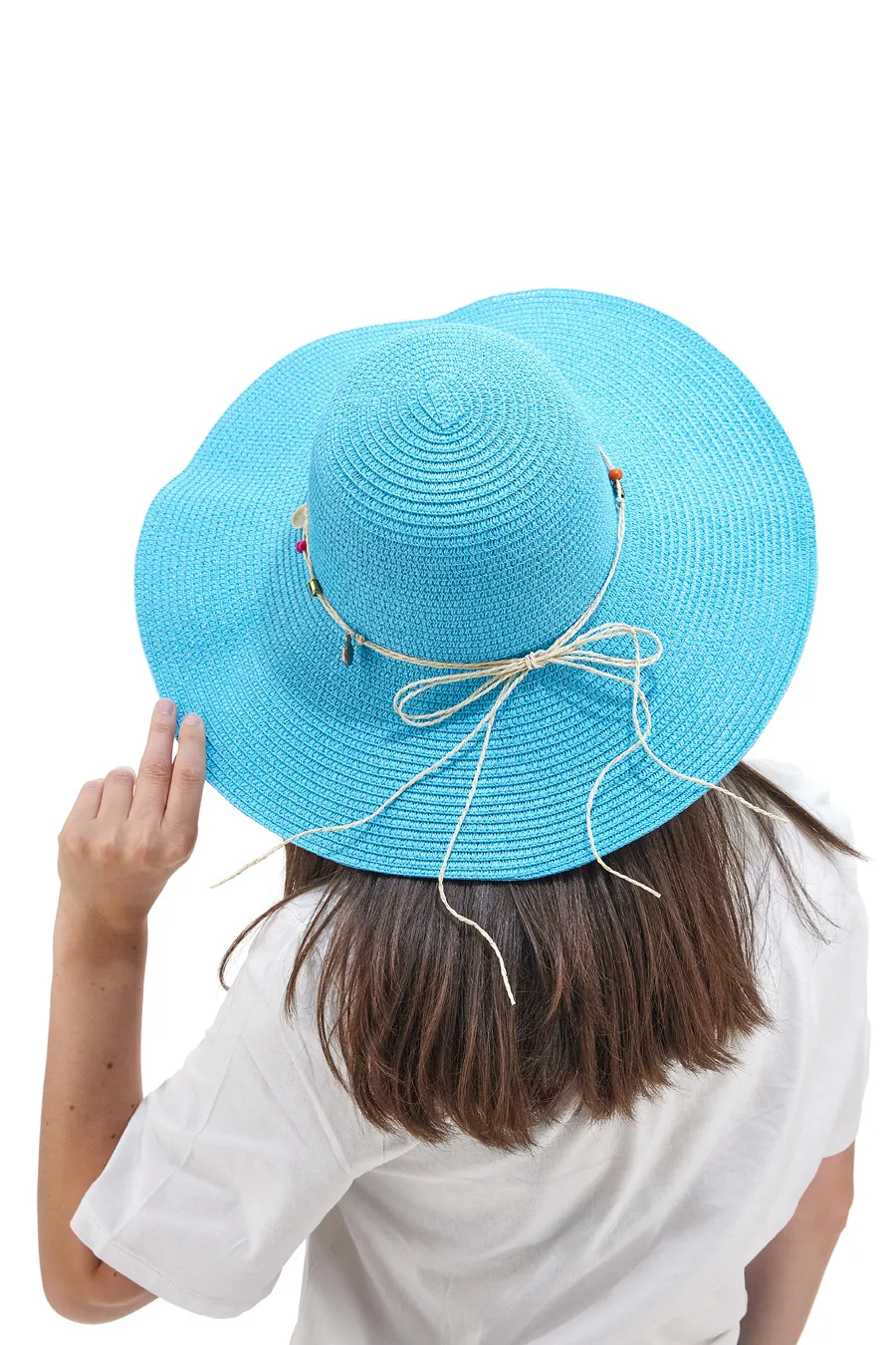 Cappello in Rafia Coveri Collection 230209 Celeste